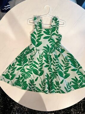 Janie and Jack Green and White Leaf Knit Dress